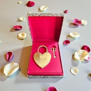 Dior Gold Heart Lock and Key Set NEW GWP